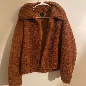 Adorable rust oversized teddy jacket